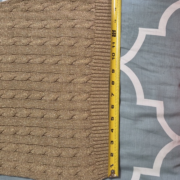 Lauren Ralph Lauren Boat Neck Gold Cable Knit Sweater Button Shoulder Accent - Picture 9 of 12